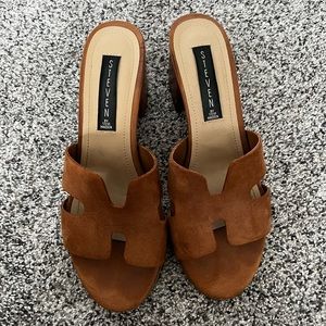 Steven by Steve Madden Suede Block Heel Slip On Shoe, Size 8.5